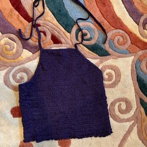 Purple smocked halter tee